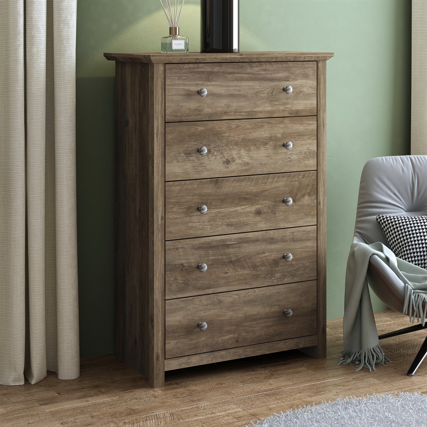 Galano 5-Drawer Dresser with Interlock Safety 31.1" W × 16.9" D × 46.7" H
