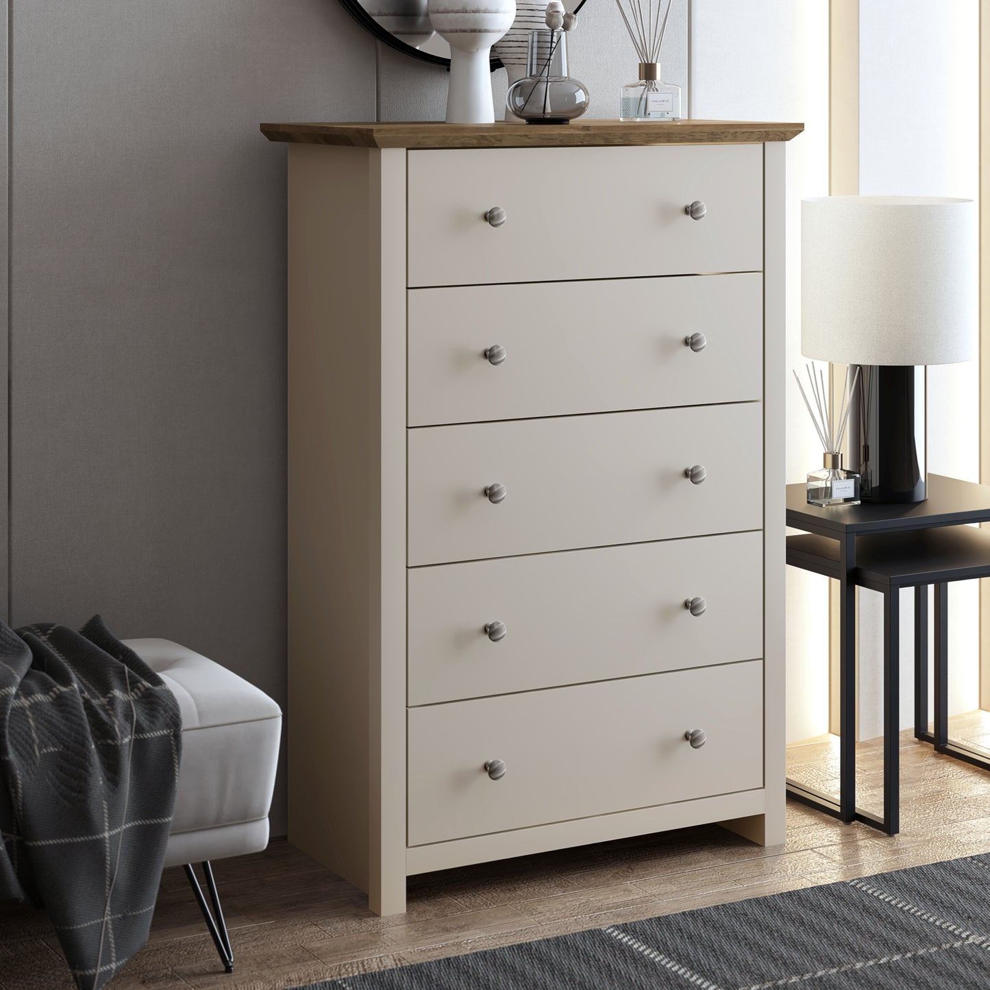 Galano 5-Drawer Dresser with Interlock Safety 31.1" W × 16.9" D × 46.7" H