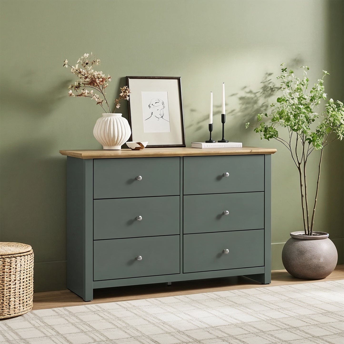 Galano 6-Drawer Double Dresser with Interlock Safety 46.9" W × 16.4" D × 32.0" H