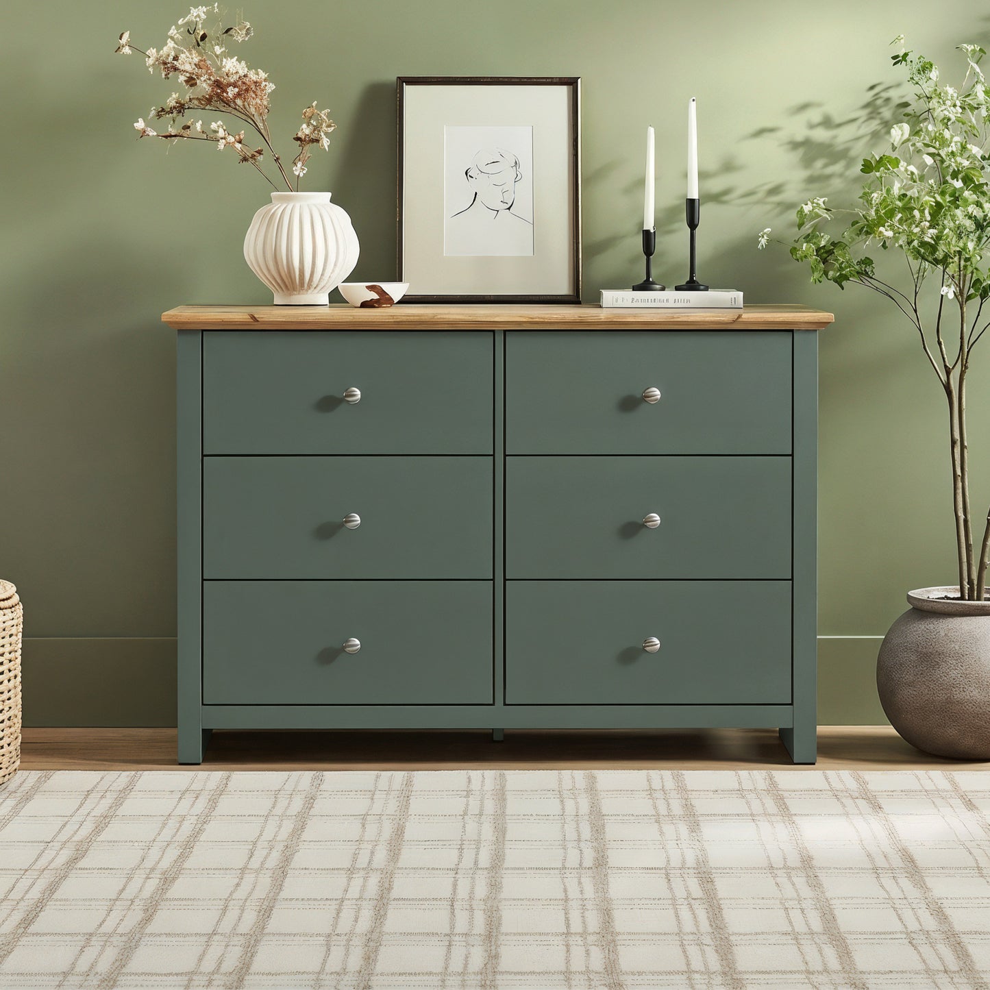 Galano 6-Drawer Double Dresser with Interlock Safety 46.9" W × 16.4" D × 32.0" H