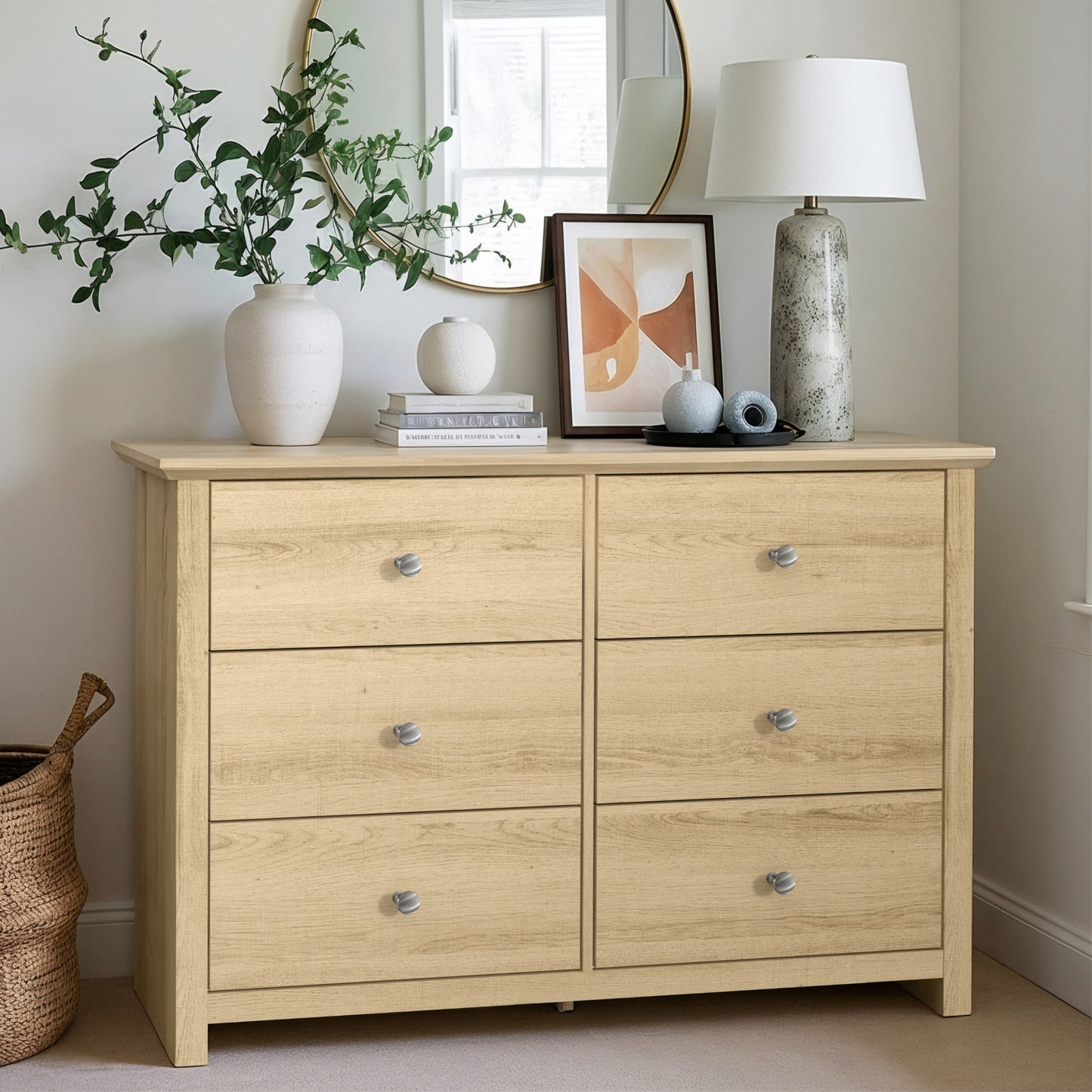 Galano 6-Drawer Double Dresser with Interlock Safety 46.9" W × 16.4" D × 32.0" H