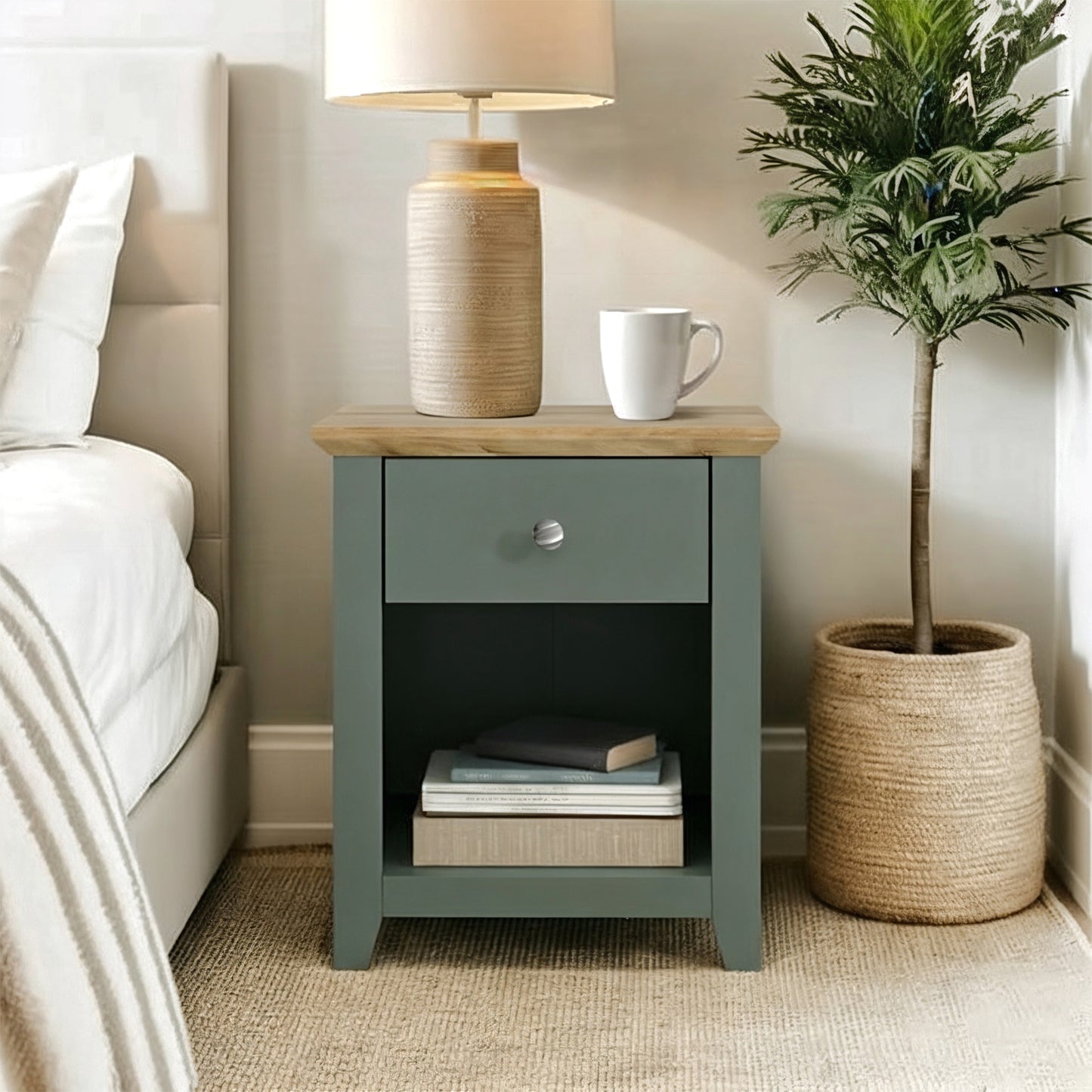 Galano Modern 1-Drawer Nightstand with Open Storage 19.3" W × 16.9" D × 20.9" H