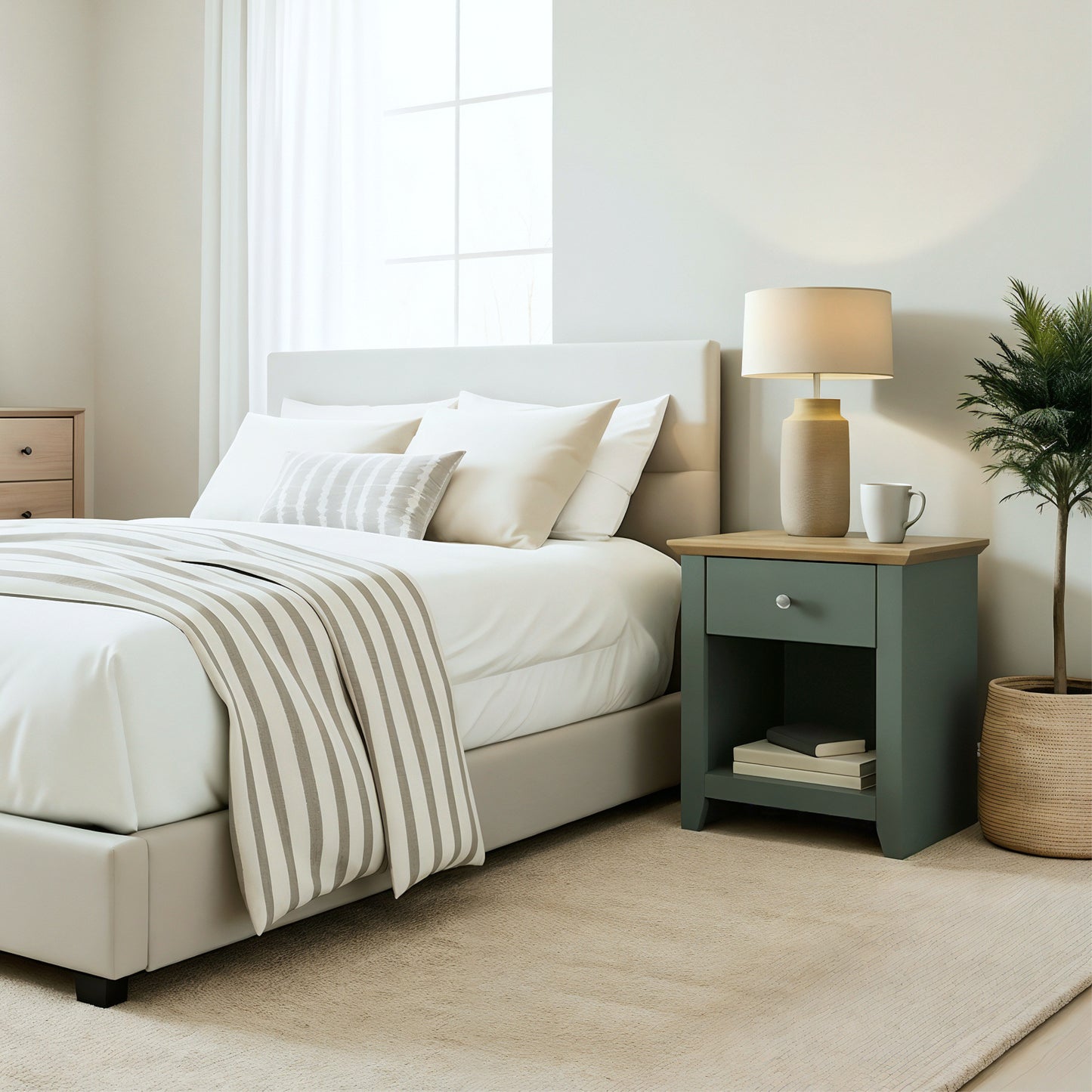 Galano Modern 1-Drawer Nightstand with Open Storage 19.3" W × 16.9" D × 20.9" H