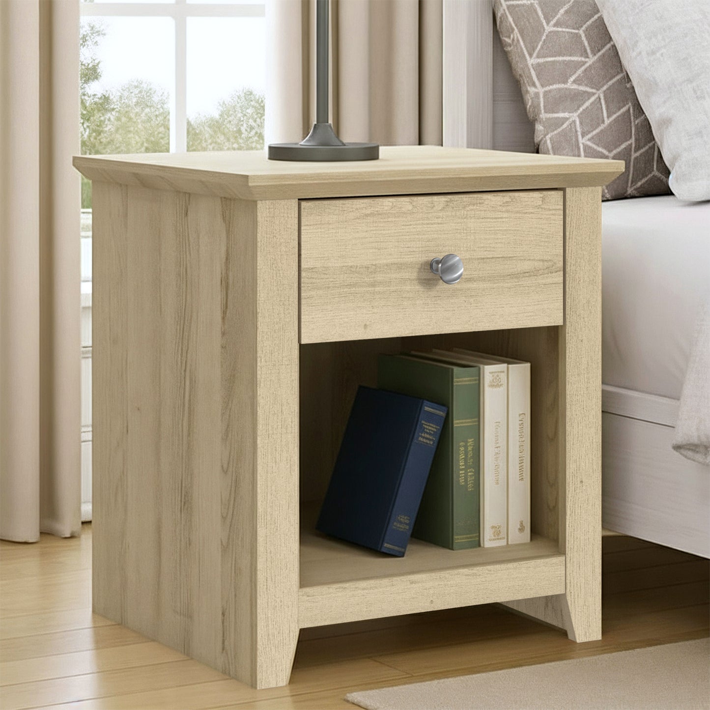 Galano Modern 1-Drawer Nightstand with Open Storage 19.3" W × 16.9" D × 20.9" H