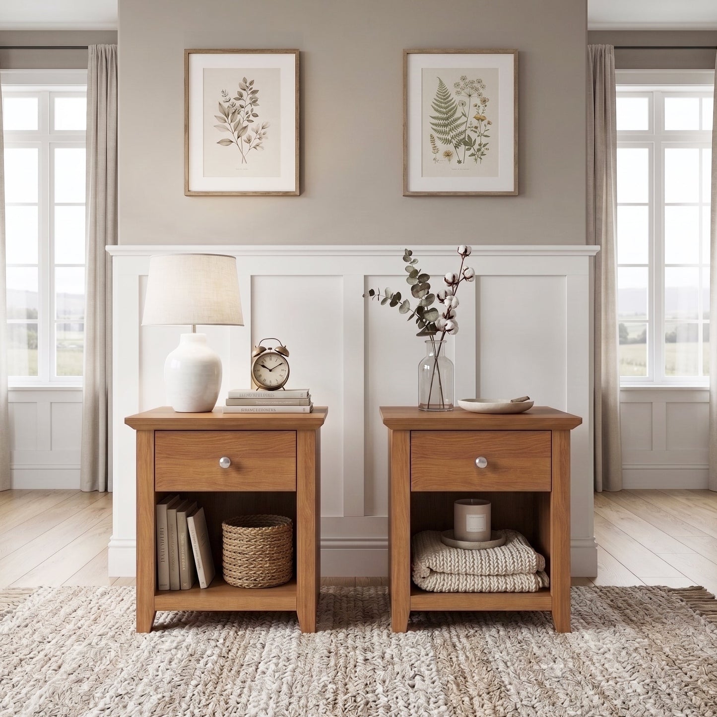 Galano Modern 1-Drawer Nightstand with Open Shelf, 19.3" W
