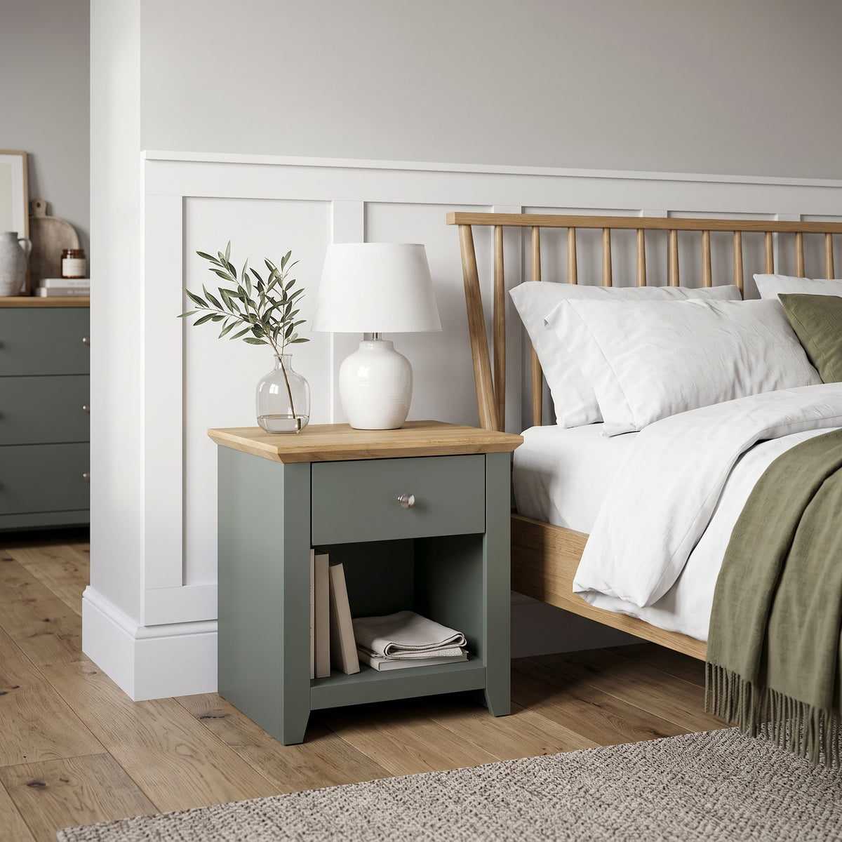 Galano Modern 1-Drawer Nightstand with Open Shelf, 19.3" W