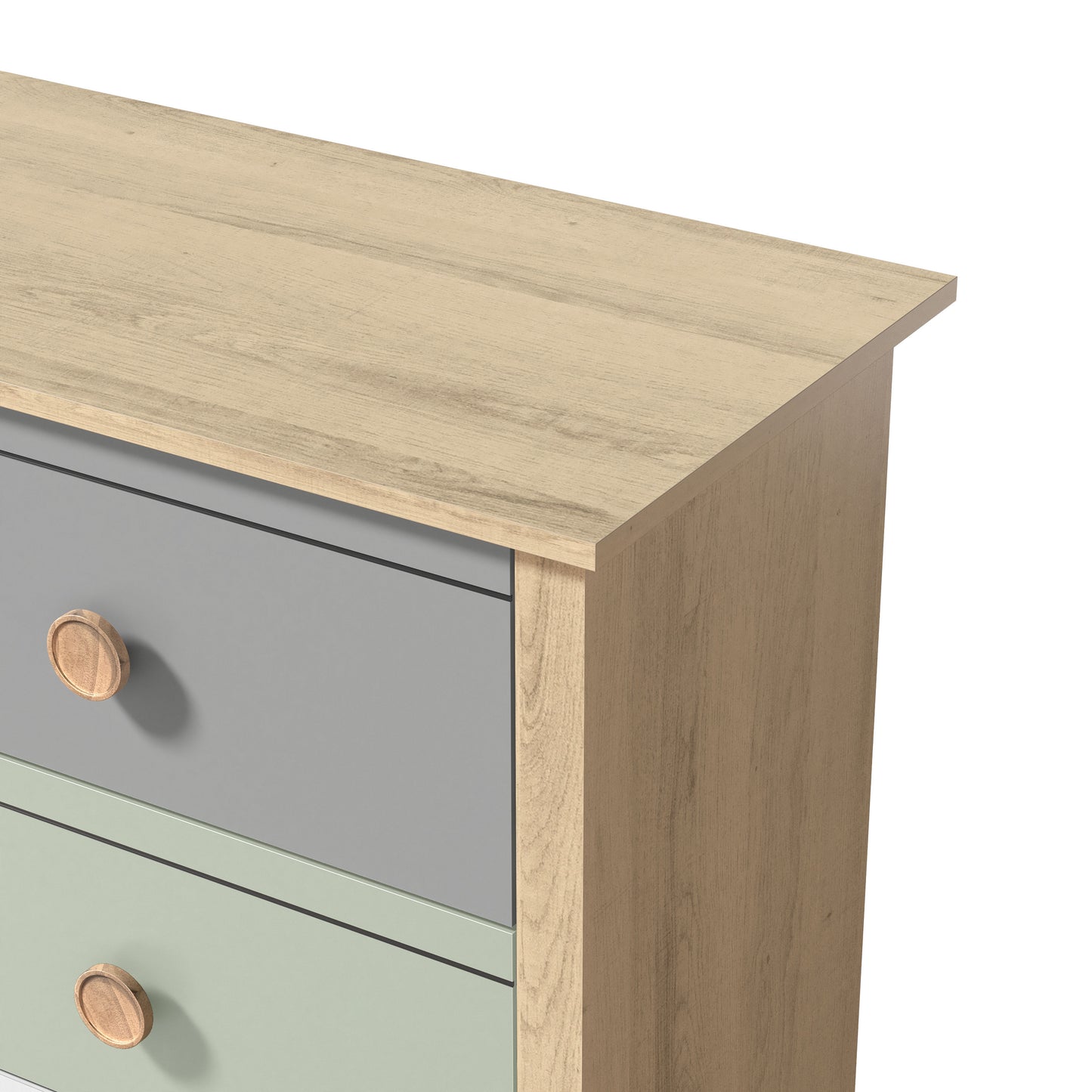 Galano Kids 6-Drawer Dresser with Multi-Tone Fronts in White 46.1" W x 15.8" D x 31.3" H