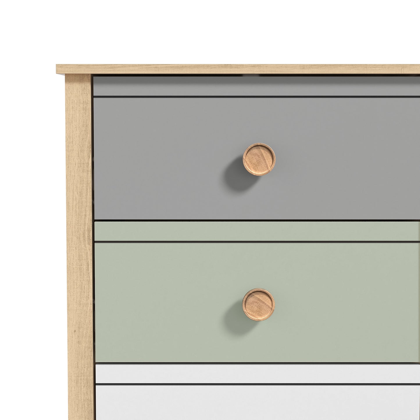 Galano Kids 6-Drawer Dresser with Multi-Tone Fronts in White 46.1" W x 15.8" D x 31.3" H