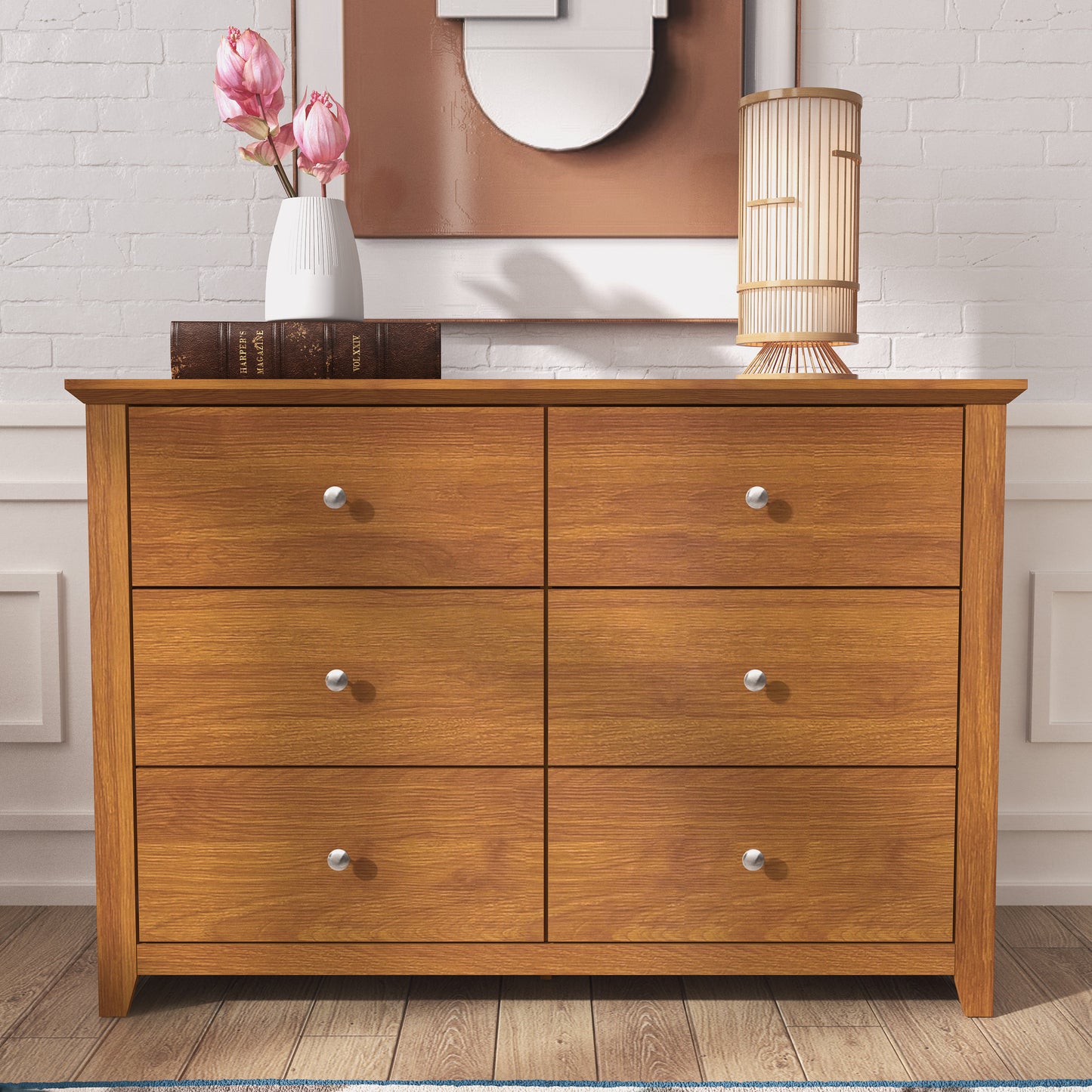Galano 6-Drawer Double Dresser with Interlock Safety 46.9" W × 16.4" D × 32.0" H