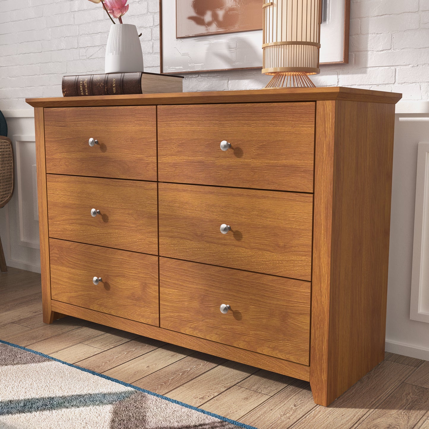 Galano 6-Drawer Double Dresser with Interlock Safety 46.9" W × 16.4" D × 32.0" H