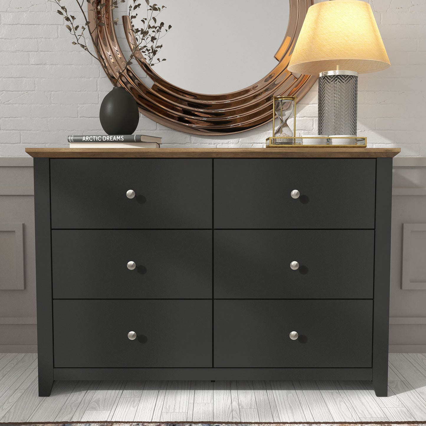 Galano 6-Drawer Double Dresser with Interlock Safety 46.9" W × 16.4" D × 32.0" H
