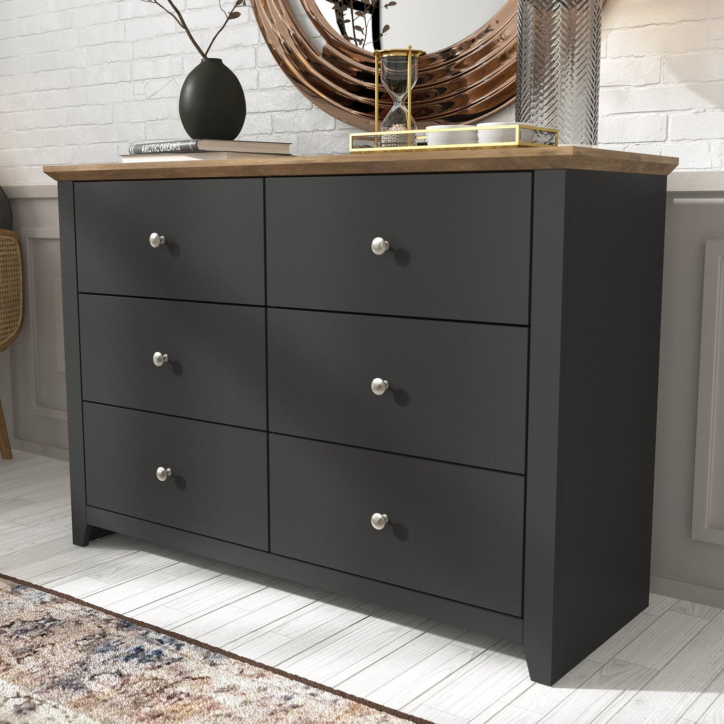 Galano 6-Drawer Double Dresser with Interlock Safety 46.9" W × 16.4" D × 32.0" H