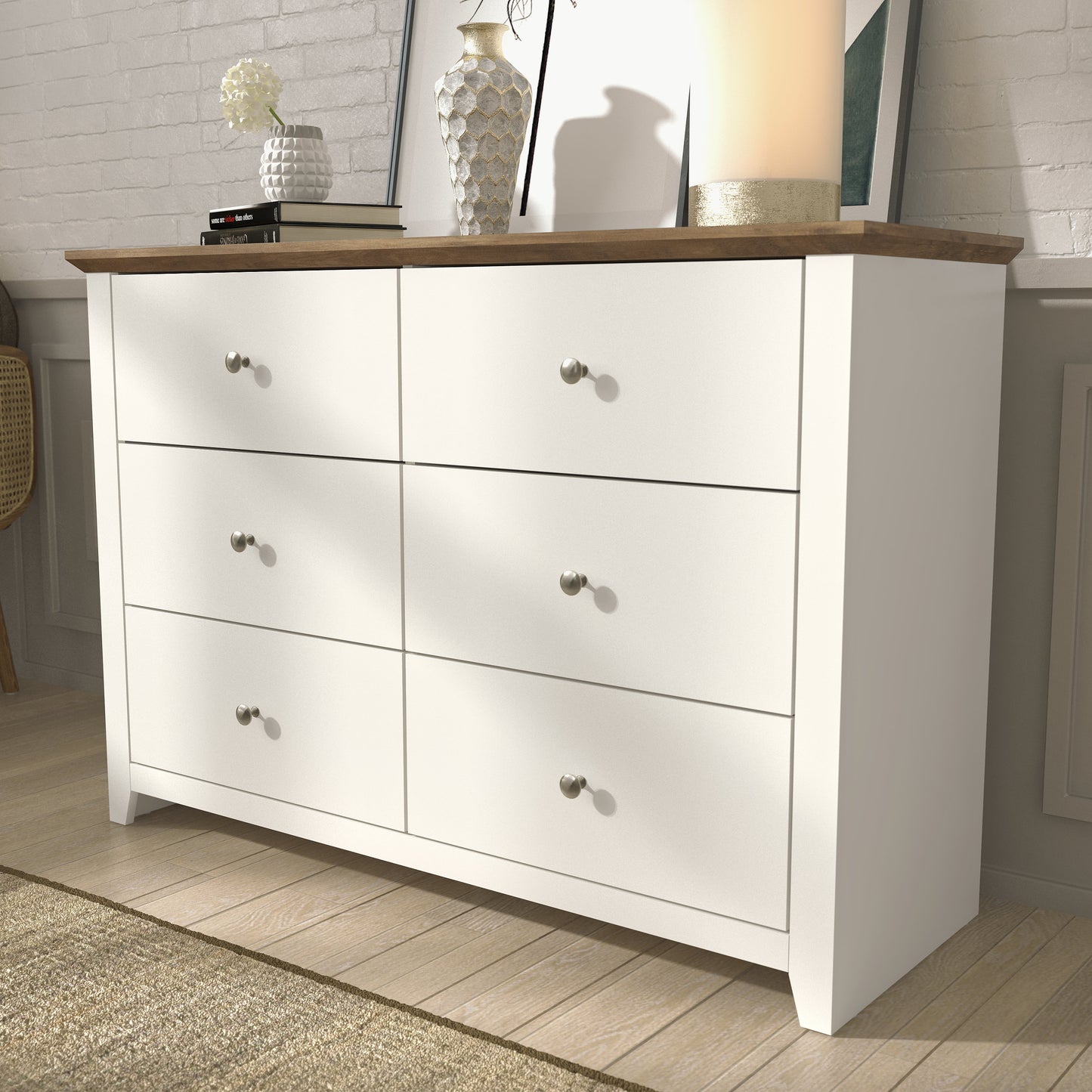 Galano 6-Drawer Double Dresser with Interlock Safety 46.9" W × 16.4" D × 32.0" H