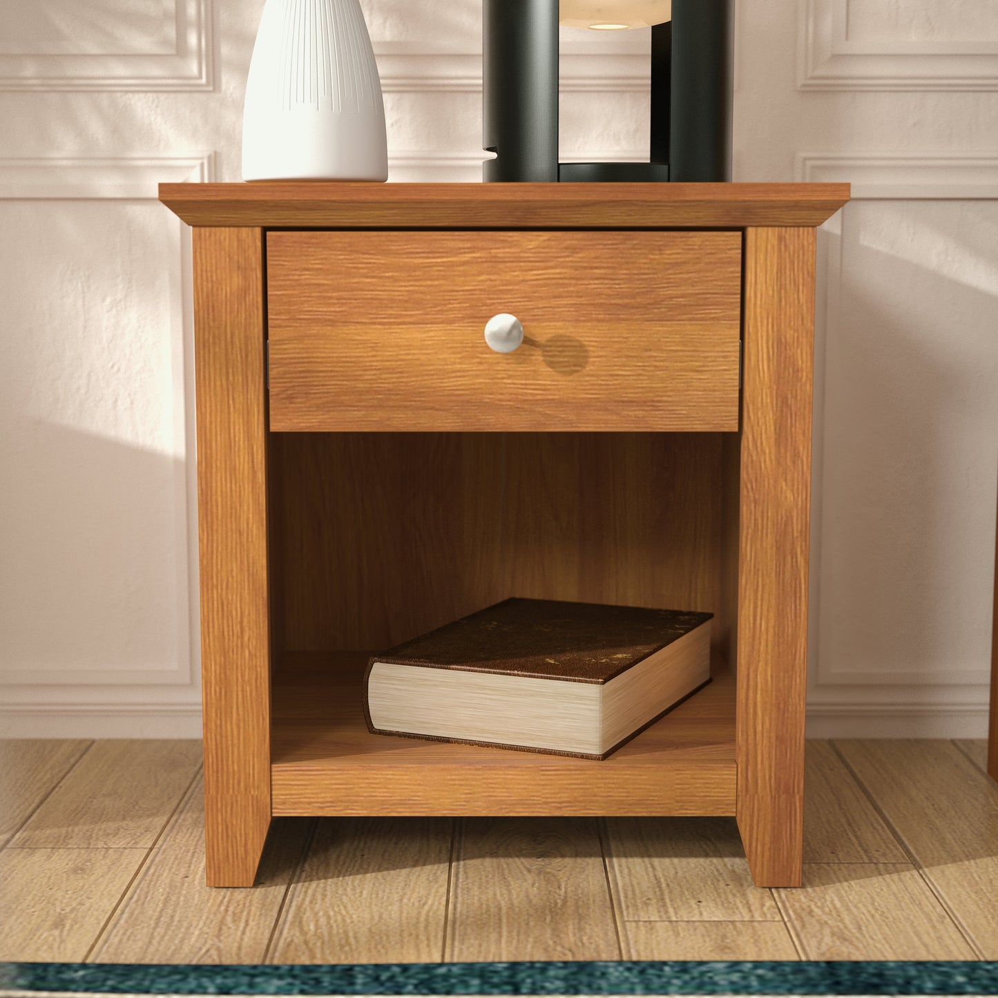 Galano Modern 1-Drawer Nightstand with Open Storage 19.3" W × 16.9" D × 20.9" H