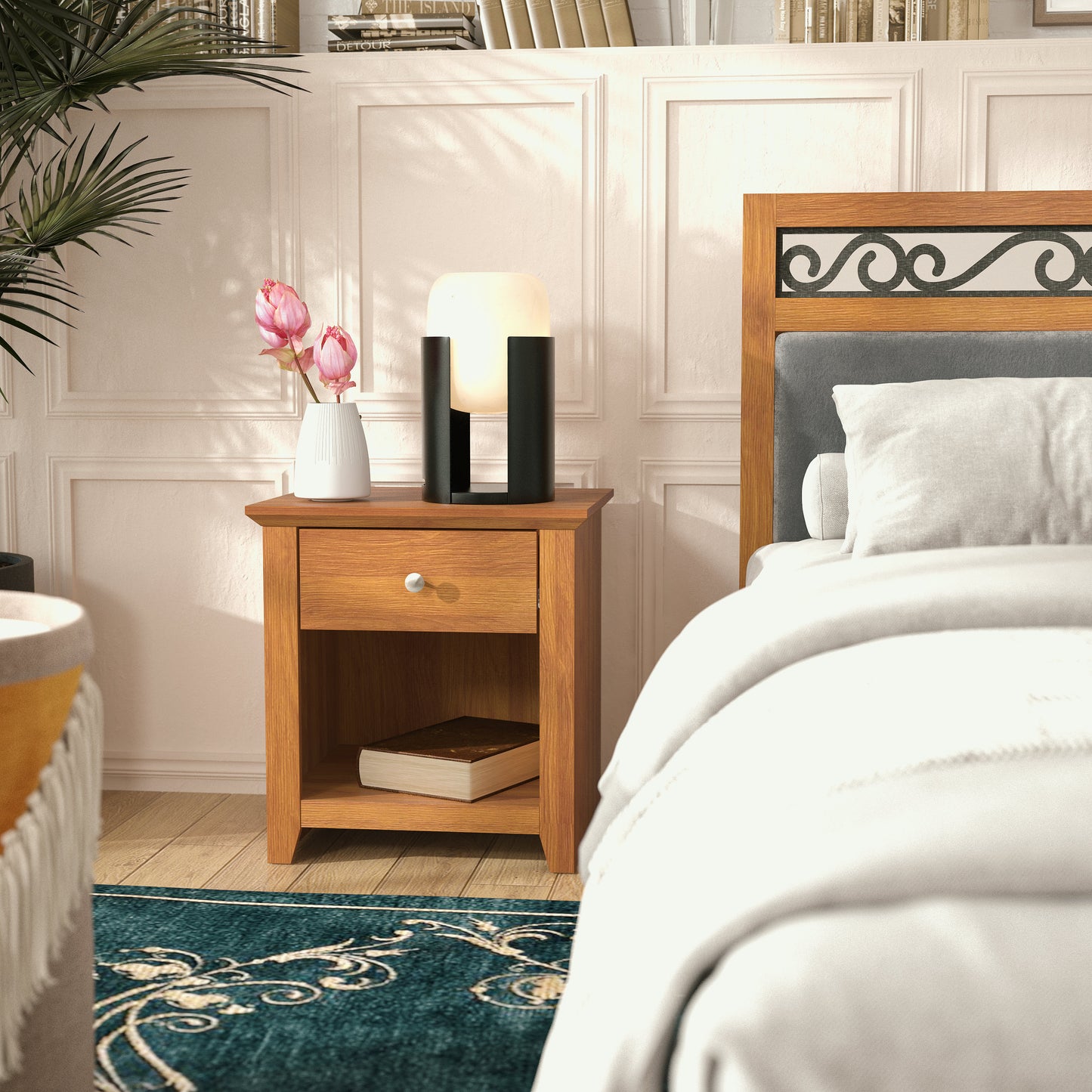 Galano Modern 1-Drawer Nightstand with Open Storage 19.3" W × 16.9" D × 20.9" H