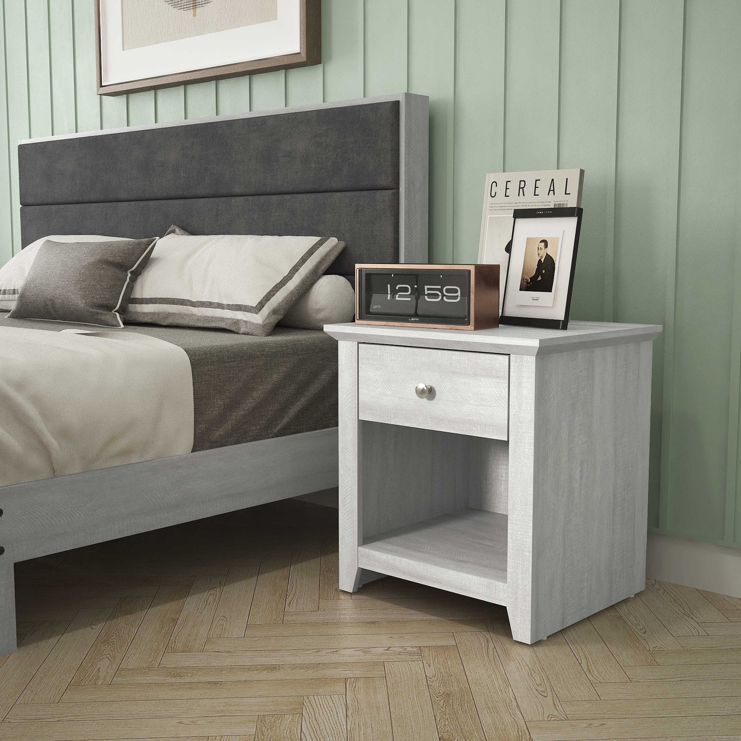 Galano Modern 1-Drawer Nightstand with Open Storage 19.3" W × 16.9" D × 20.9" H