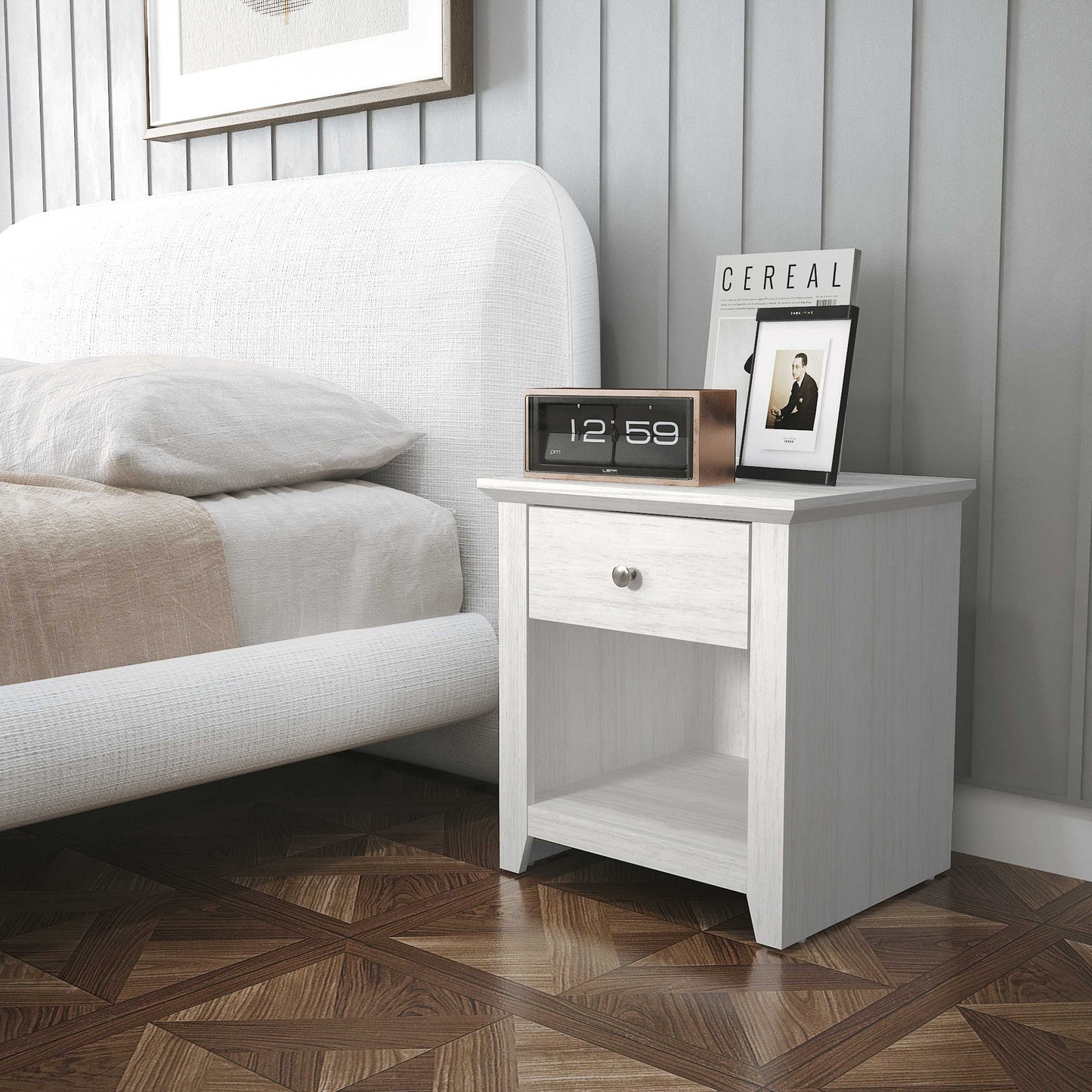 Galano Modern 1-Drawer Nightstand with Open Storage 19.3" W × 16.9" D × 20.9" H