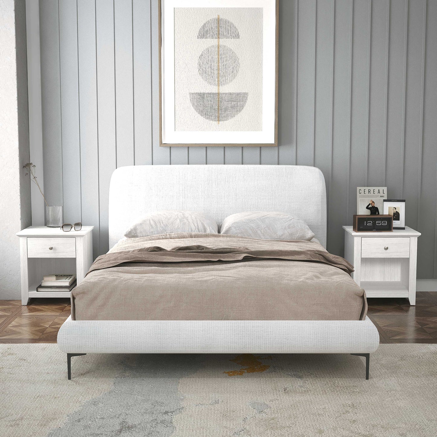 Galano Modern 1-Drawer Nightstand with Open Storage 19.3" W × 16.9" D × 20.9" H