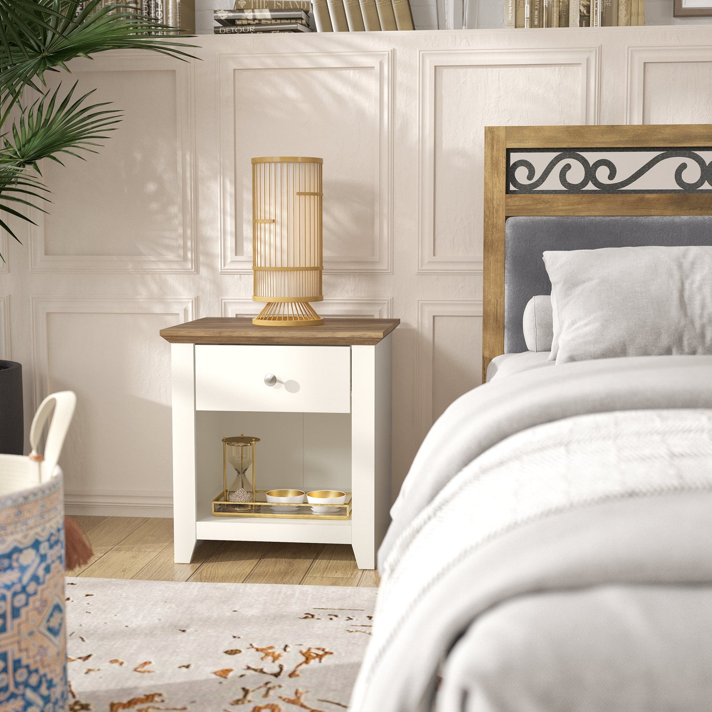 Galano Modern 1-Drawer Nightstand with Open Storage 19.3" W × 16.9" D × 20.9" H