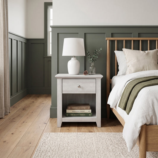 Galano Modern 1-Drawer Nightstand with Open Shelf, 19.3" W