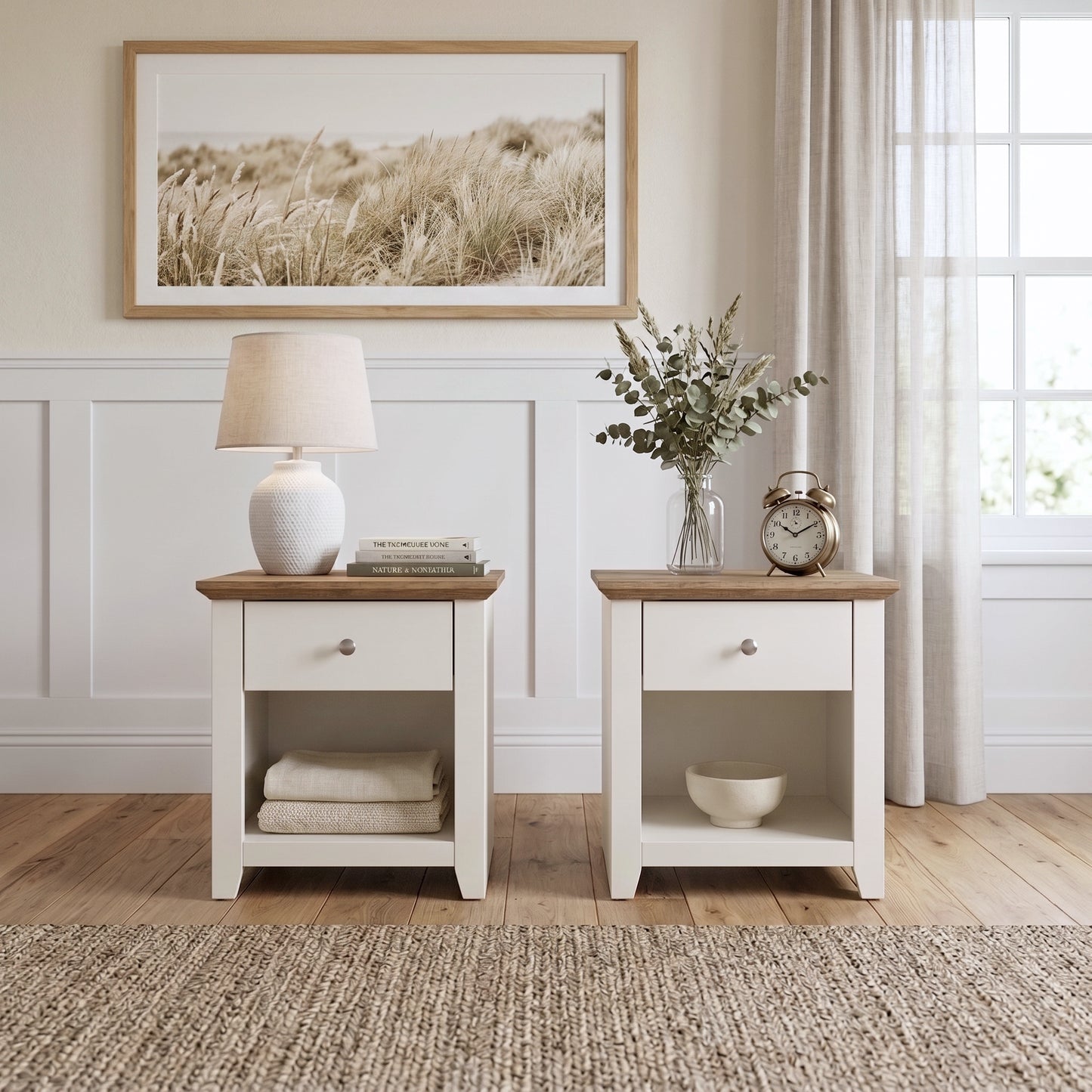 Galano Modern 1-Drawer Nightstand with Open Shelf, 19.3" W