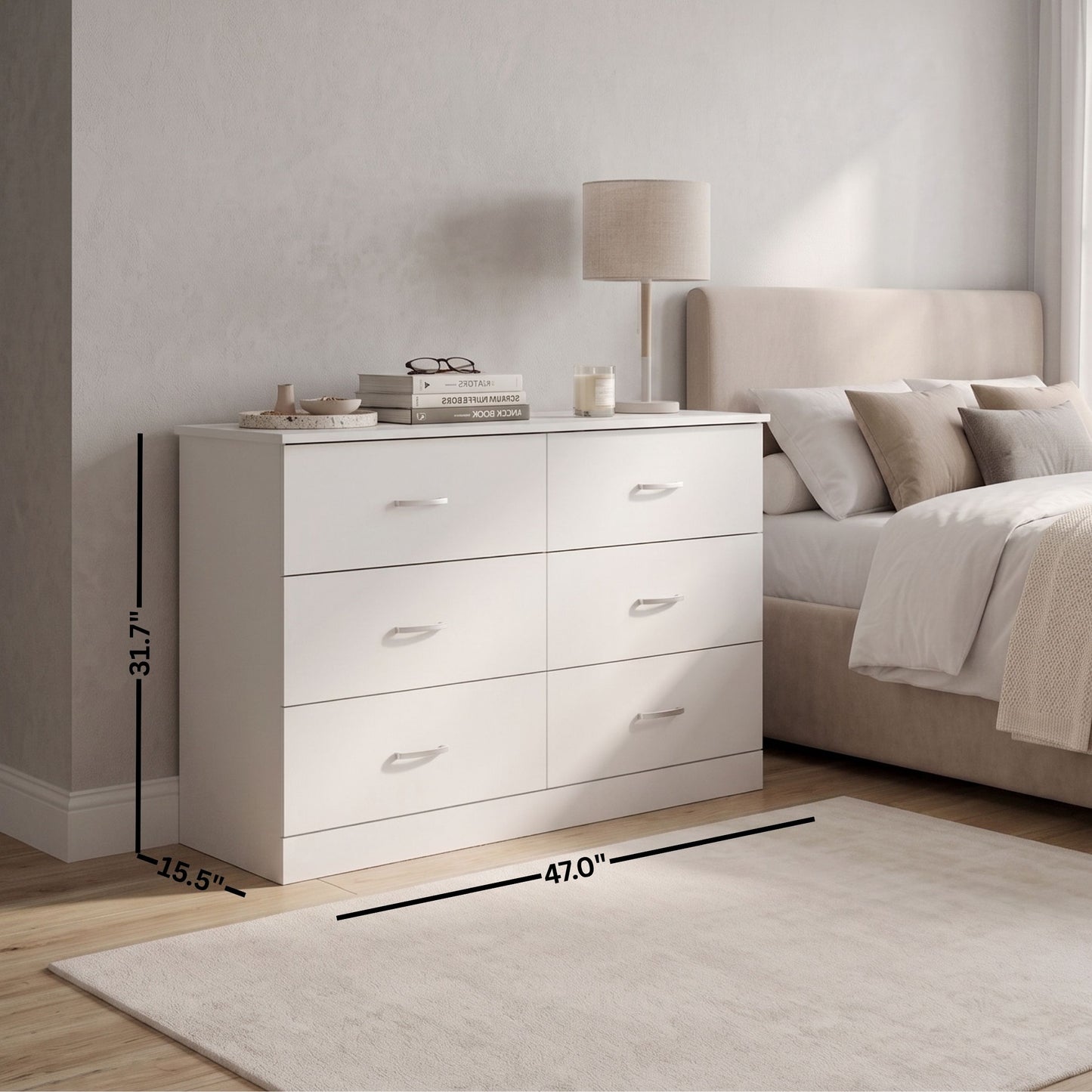 Galano Modern 3-Piece Dresser and Nightstand Set with 6-Drawer Dresser, Interlocking Drawer System and 2 Nightstands
