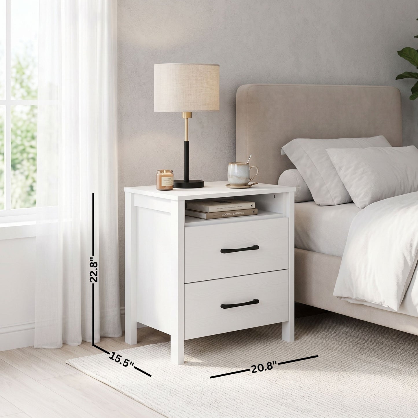 Galano Modern 3-Piece Dresser and Nightstand Set with 6-Drawer Dresser, Interlocking Drawer System and 2 Nightstands, White