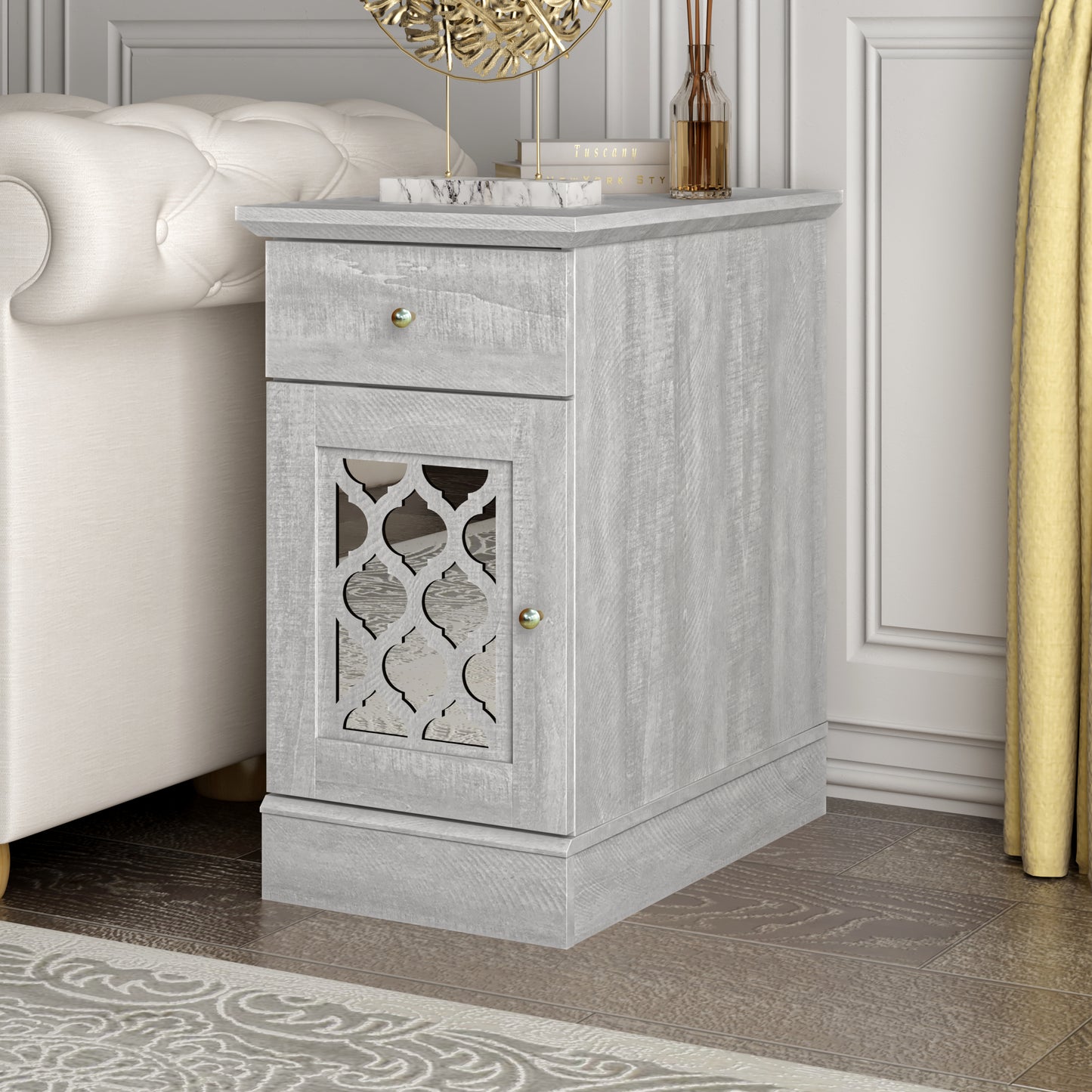 Galano End Table with Drawer and Cabinet Storage 22" W × 14" D × 25" H