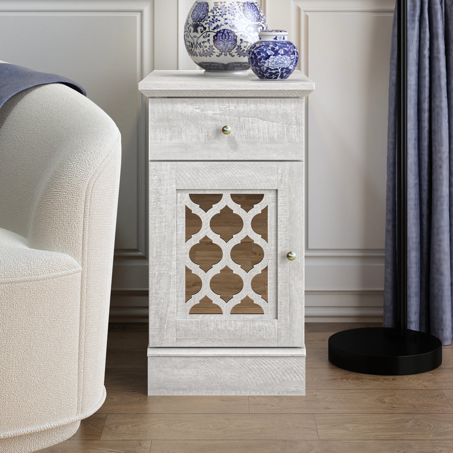 Galano End Table with Drawer and Cabinet Storage 22" W × 14" D × 25" H