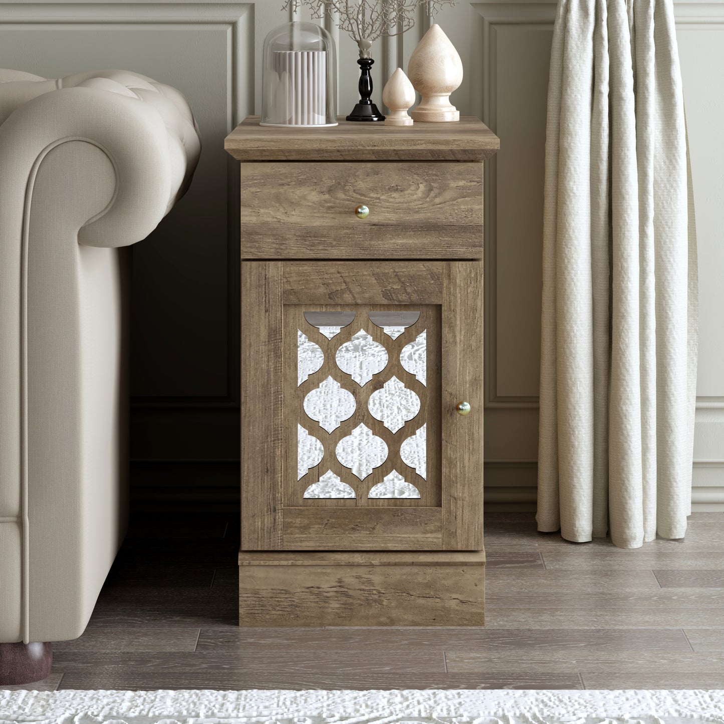 Galano End Table with Drawer and Cabinet Storage 22" W × 14" D × 25" H