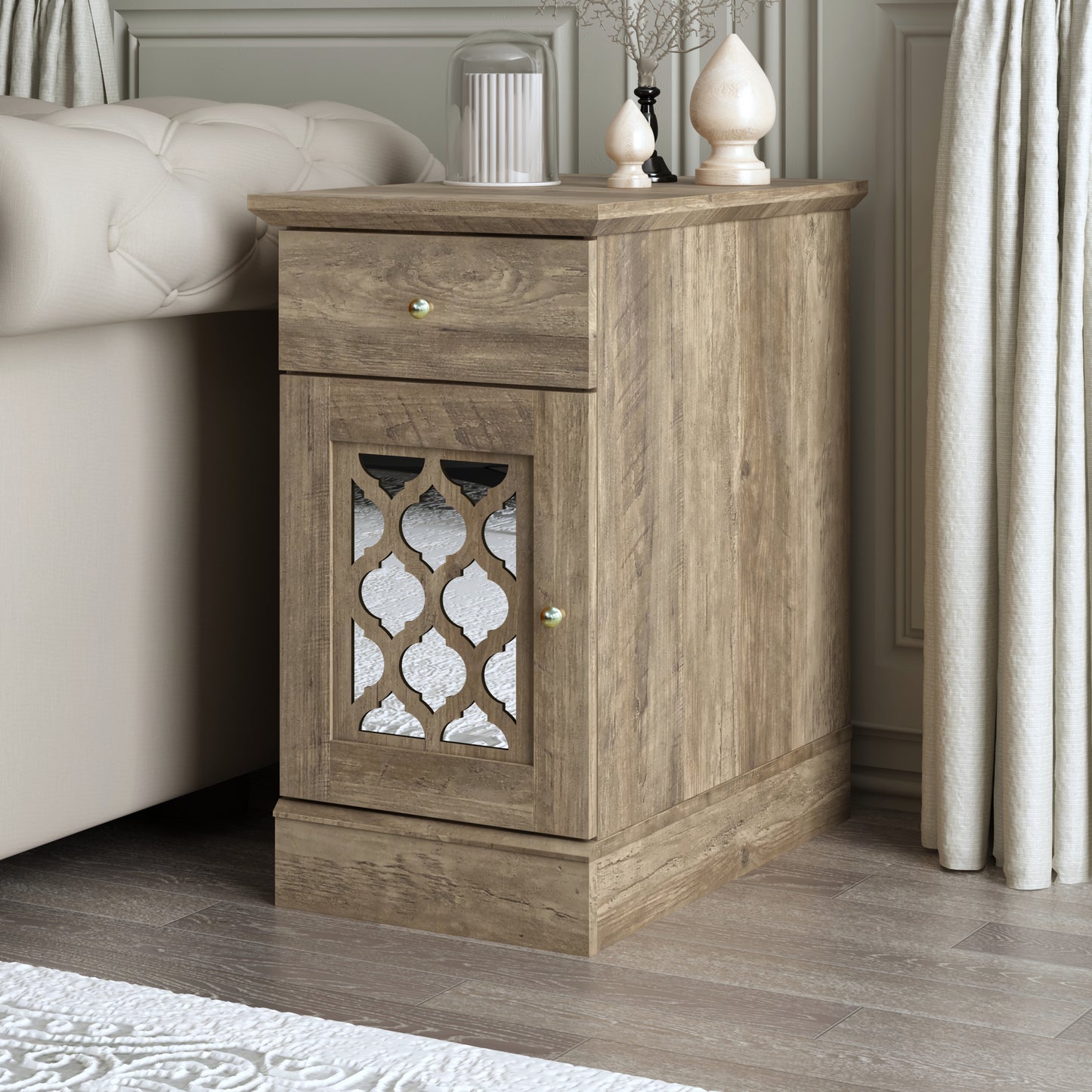 Galano End Table with Drawer and Cabinet Storage 22" W × 14" D × 25" H