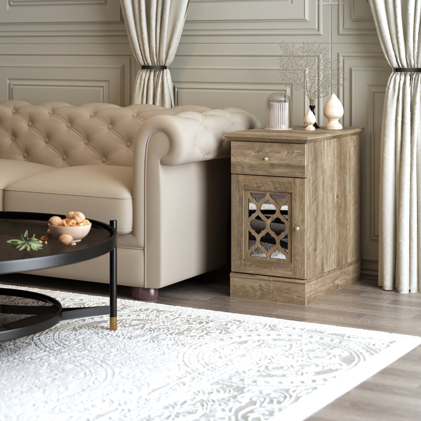 Galano End Table with Drawer and Cabinet Storage 22" W × 14" D × 25" H