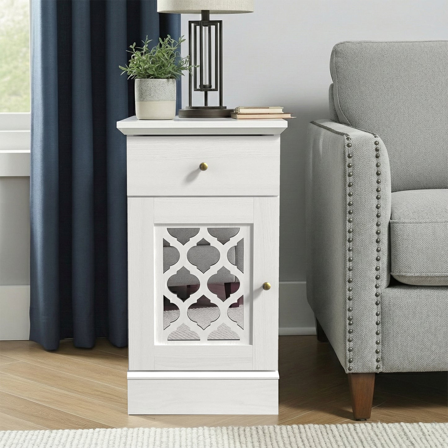 Galano End Table with Drawer and Cabinet Storage 22" W × 14" D × 25" H