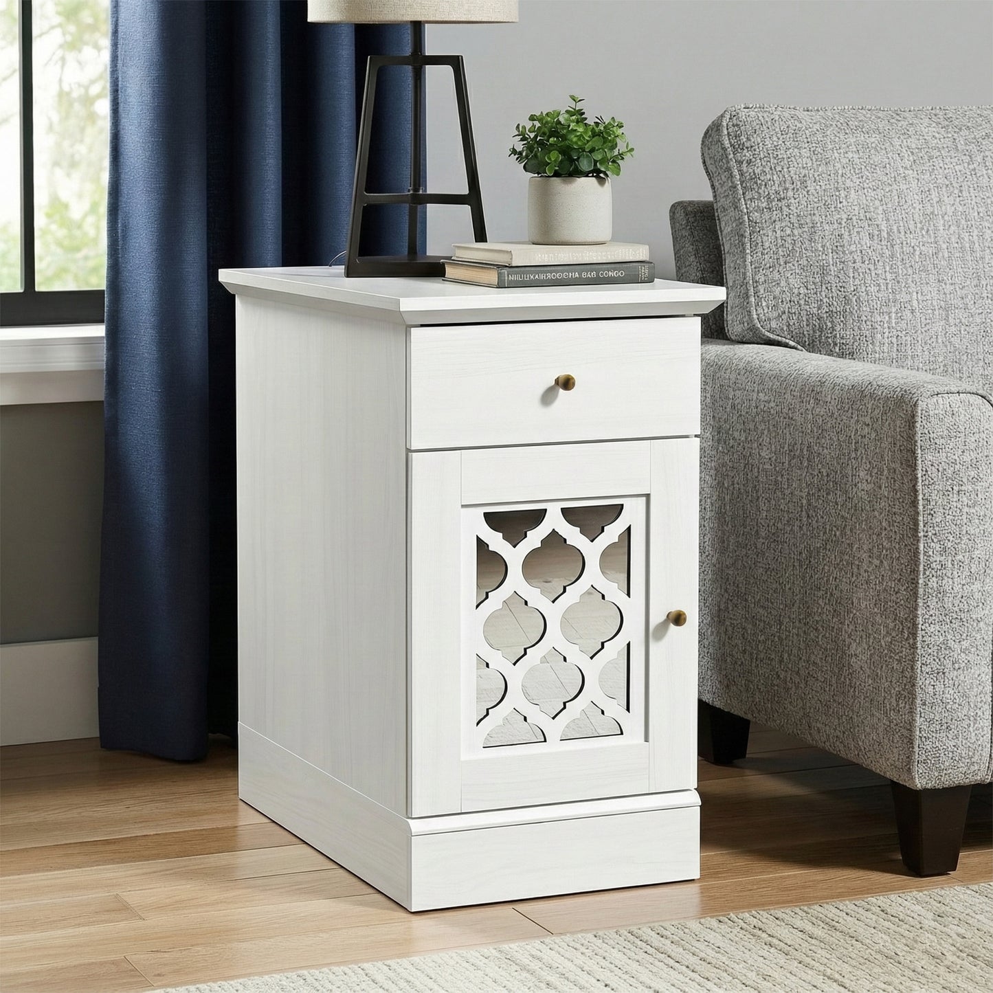 Galano End Table with Drawer and Cabinet Storage 22" W × 14" D × 25" H