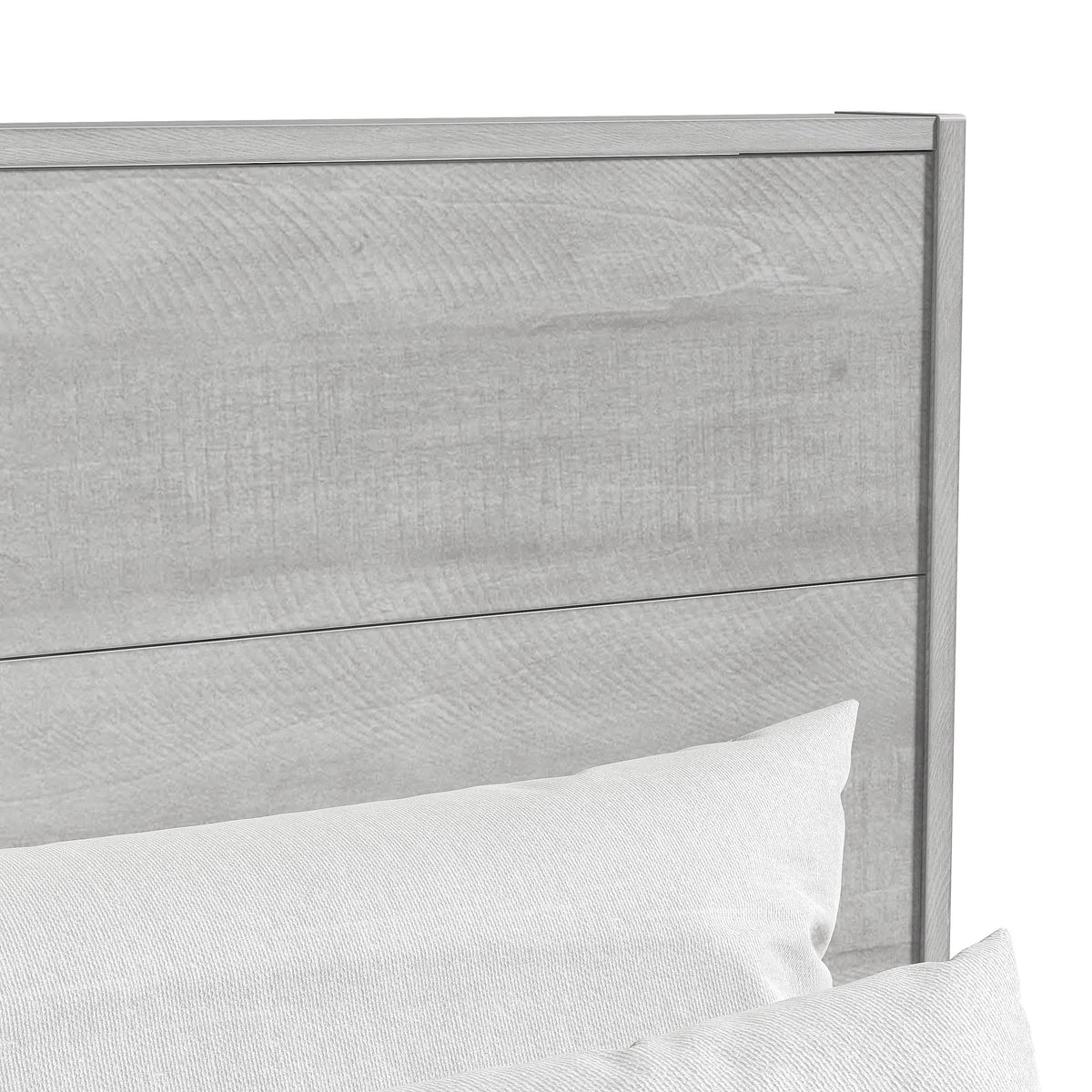 GALANO Queen Platform Bed with Slatted Headboard, 64.5", No Box Spring Required