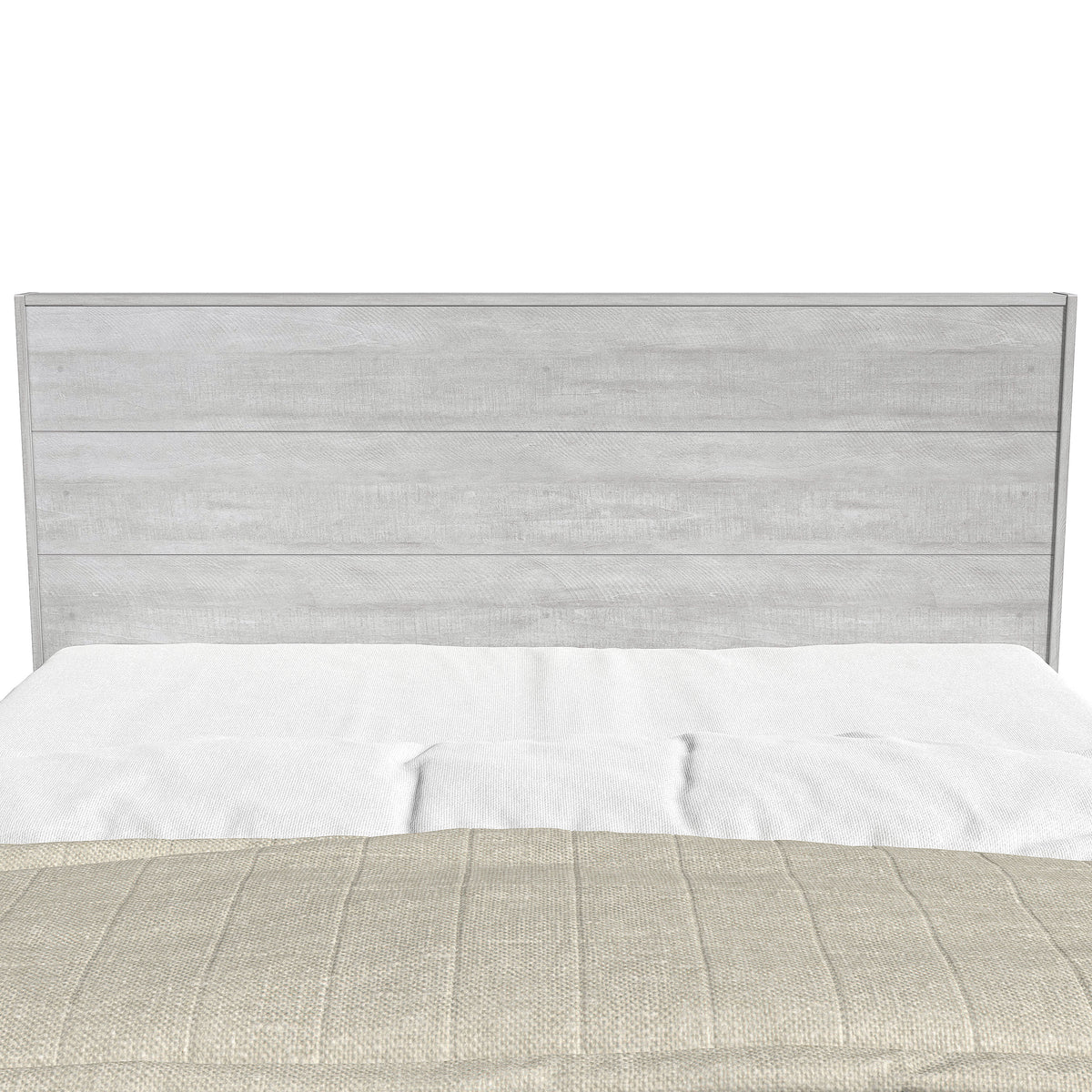 GALANO Queen Platform Bed with Slatted Headboard, 64.5", No Box Spring Required