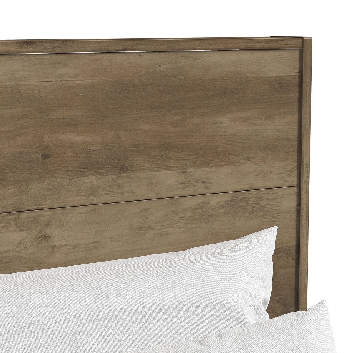 GALANO Queen Platform Bed with Slatted Headboard, 64.5", No Box Spring Required