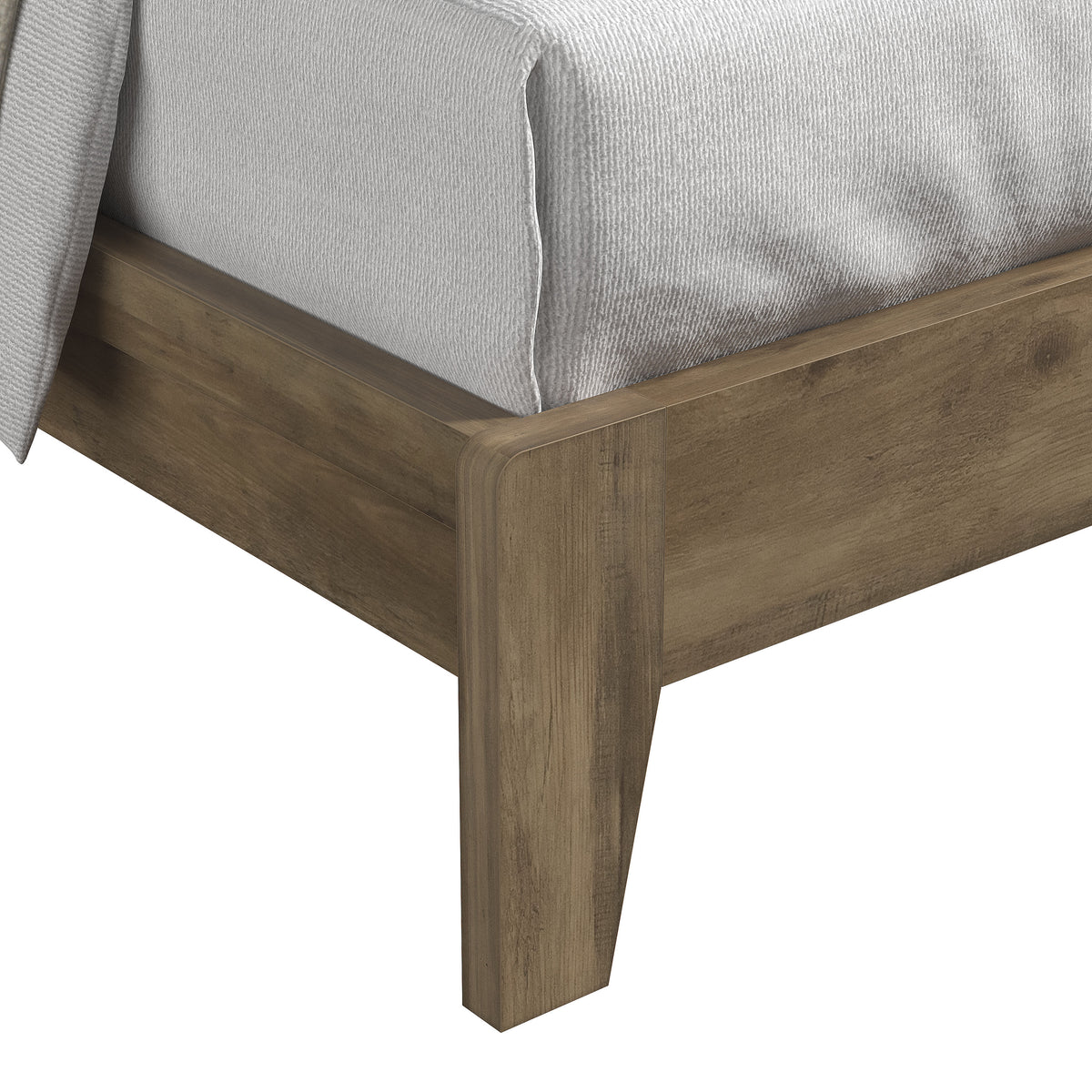 GALANO Queen Platform Bed with Slatted Headboard, 64.5", No Box Spring Required