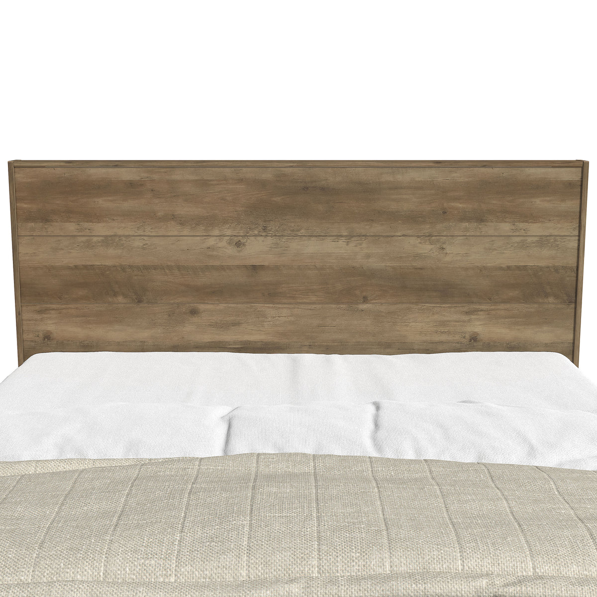 GALANO Queen Platform Bed with Slatted Headboard, 64.5", No Box Spring Required