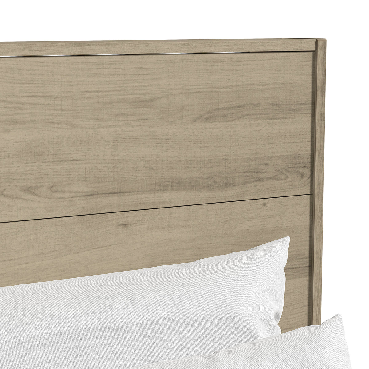 GALANO Queen Platform Bed with Slatted Headboard, 64.5", No Box Spring Required