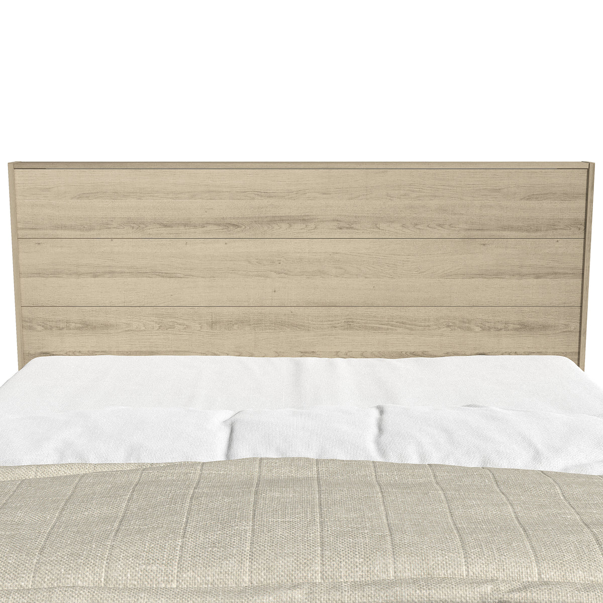 GALANO Queen Platform Bed with Slatted Headboard, 64.5", No Box Spring Required