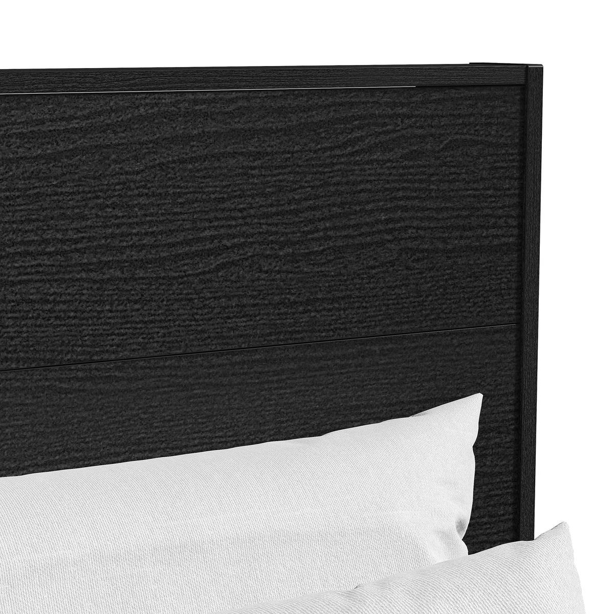 GALANO Queen Platform Bed with Slatted Headboard, 64.5", No Box Spring Required