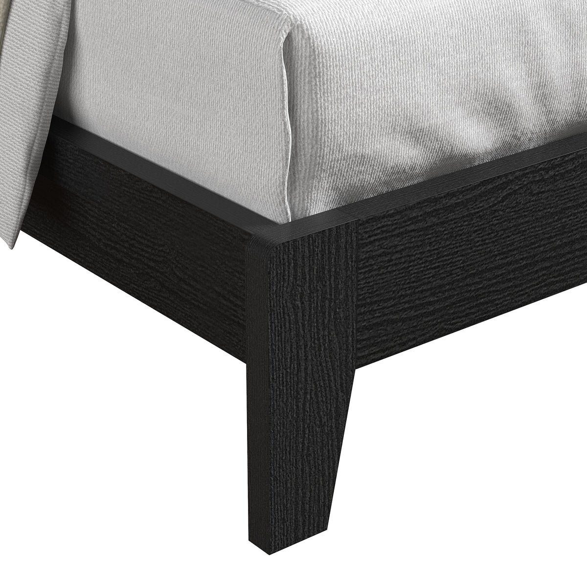 GALANO Queen Platform Bed with Slatted Headboard, 64.5", No Box Spring Required