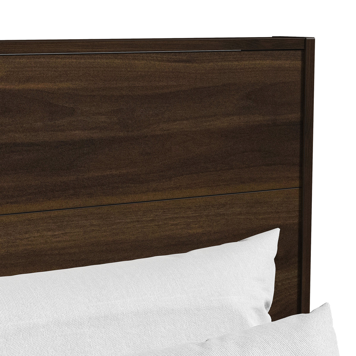 GALANO Queen Platform Bed with Slatted Headboard, 64.5", No Box Spring Required