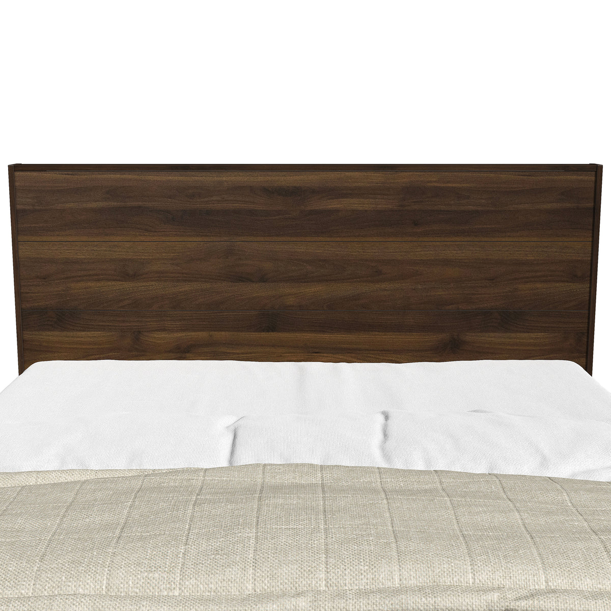 GALANO Queen Platform Bed with Slatted Headboard, 64.5", No Box Spring Required