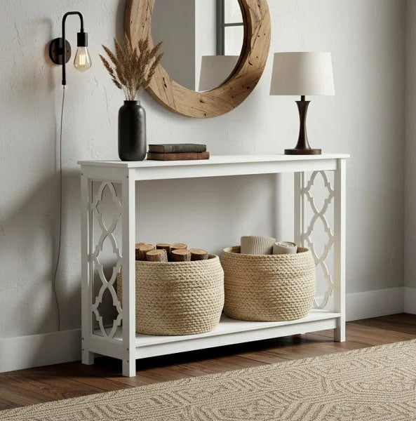 Galano Wood Console Table with Lower Shelf 38.1" W x 11.6" D x 31.5" H