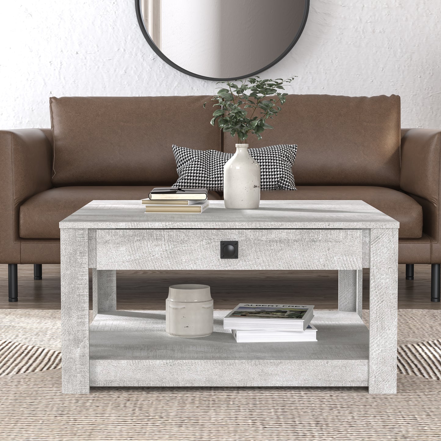 Galano Wood Coffee Table with Drawer Storage 31.5" W × 31.5" D × 16.3" H