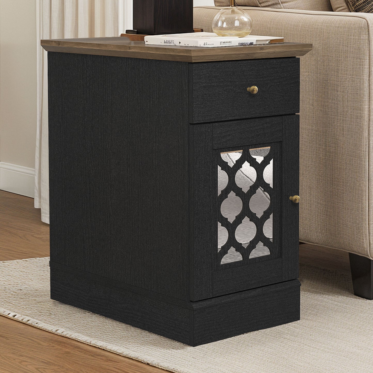 Galano End Table with Drawer and Cabinet Storage 22" W × 14" D × 25" H