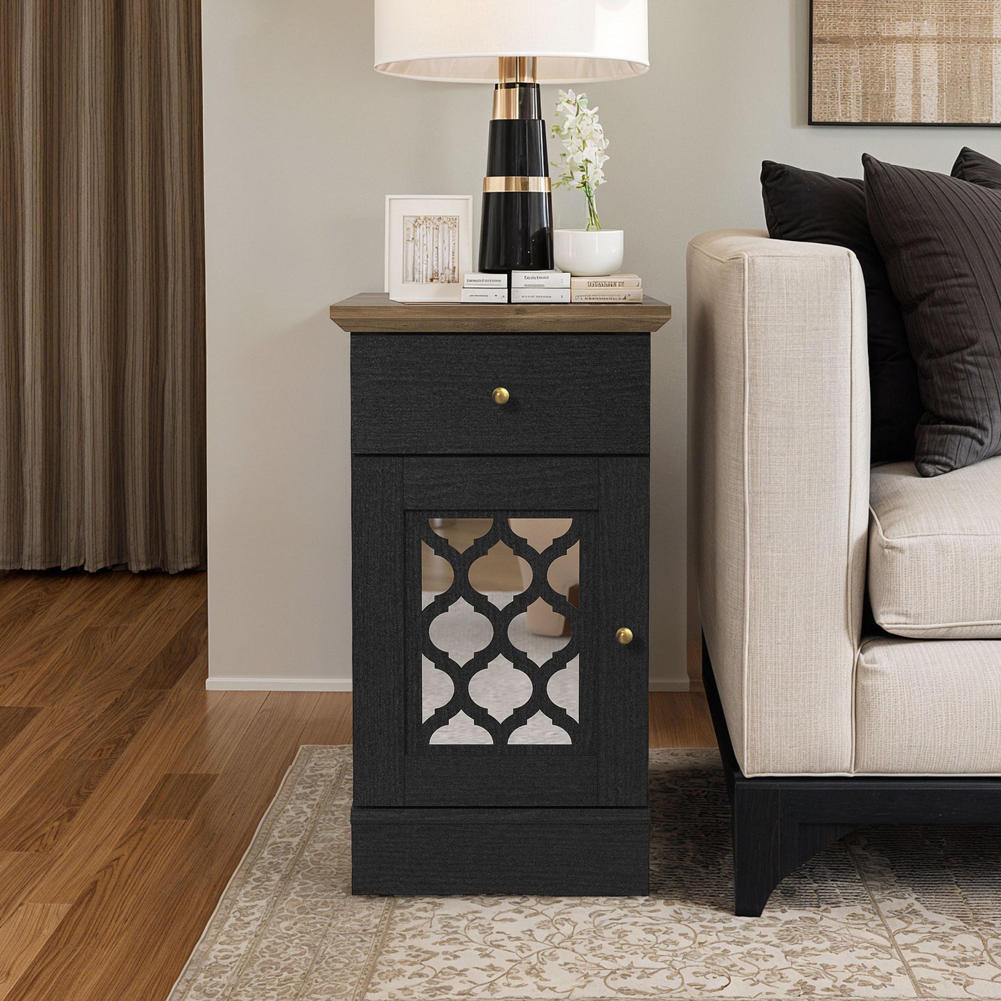 Galano End Table with Drawer and Cabinet Storage 22" W × 14" D × 25" H