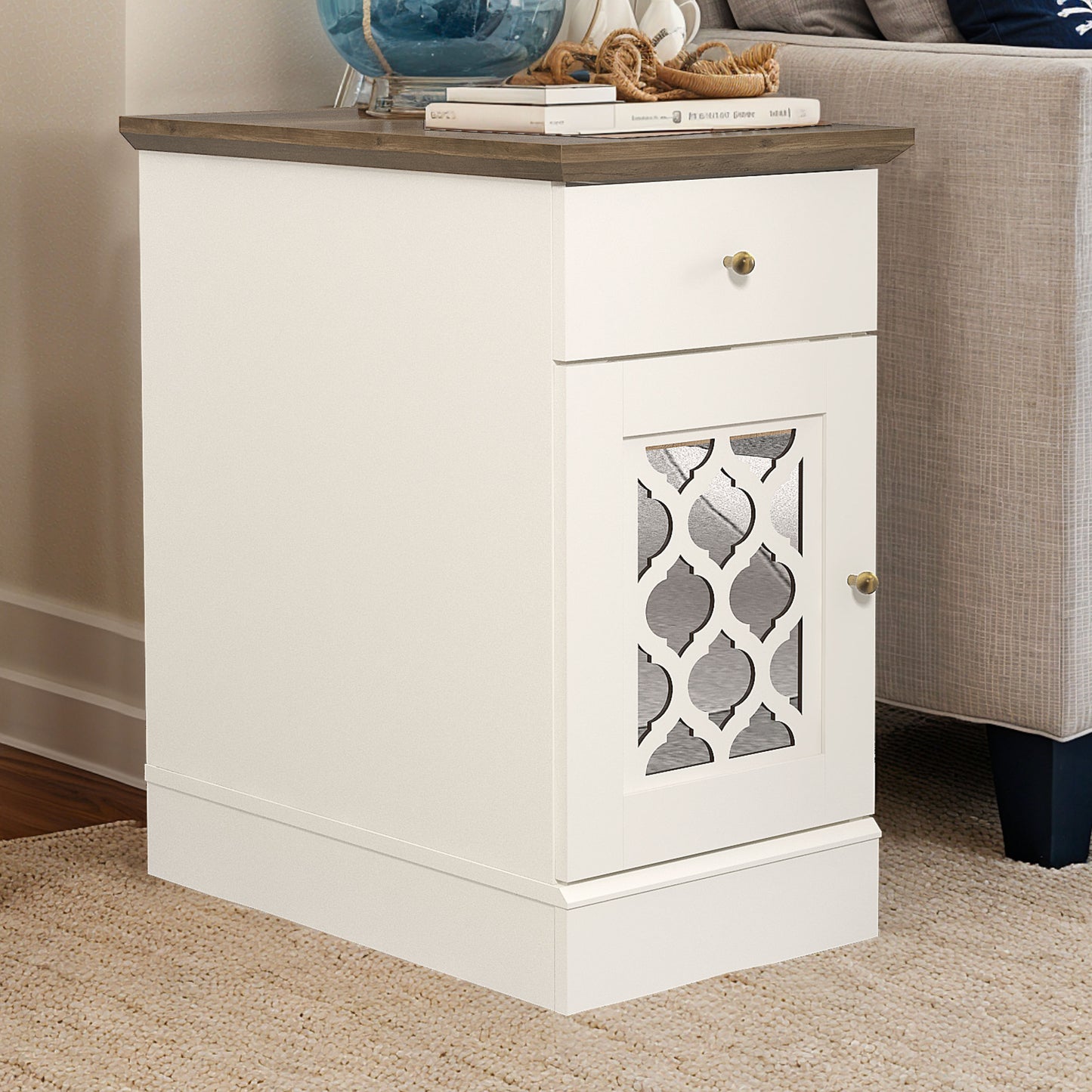 Galano End Table with Drawer and Cabinet Storage 22" W × 14" D × 25" H